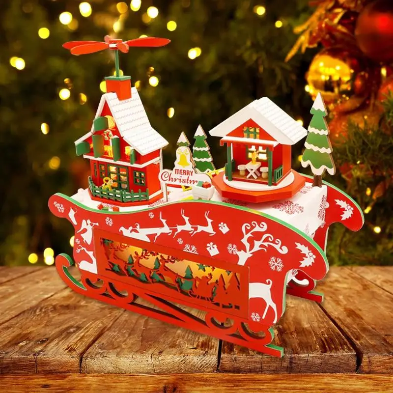 Горячая распродажа Рождественский деревянный кукольный домик DIY Xmas Decoraton сборный
