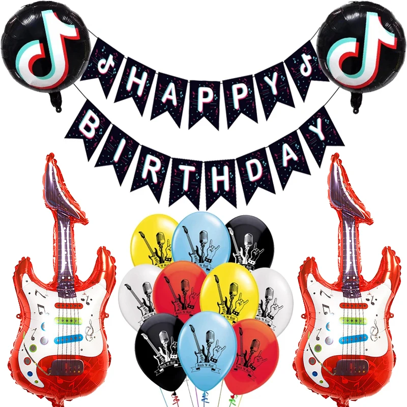 1 комплект Примечание рок-н-ролл шары гитара танец DJ музыки с днем рождения