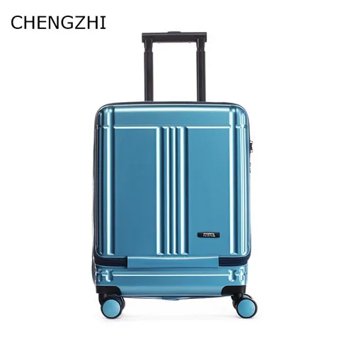 CHENGZHI, 20 дюймов, деловой чемодан, сумка на колесиках, роскошная, высокое качество, сумка на колесиках для ноутбука, чемодан на колесиках - Цвет: blue