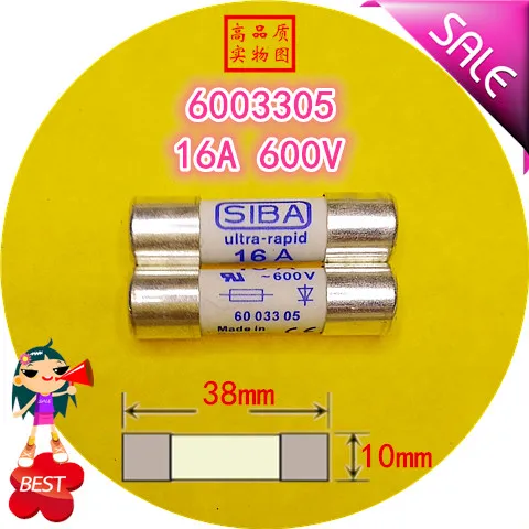 

Fuse 16 a 600 v 6003305 10 x38mm fuse tube molten core