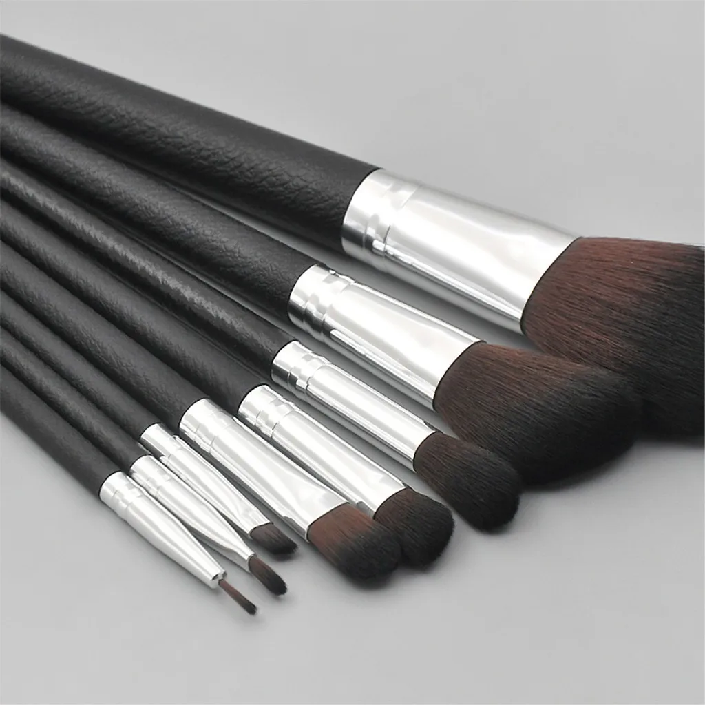 

Makeup Tools 8/12Pcs professional Leather Plastic Handle Powder Eye brush Set Foundation Eyeshadow Lip cosmetic Face Brush#0520