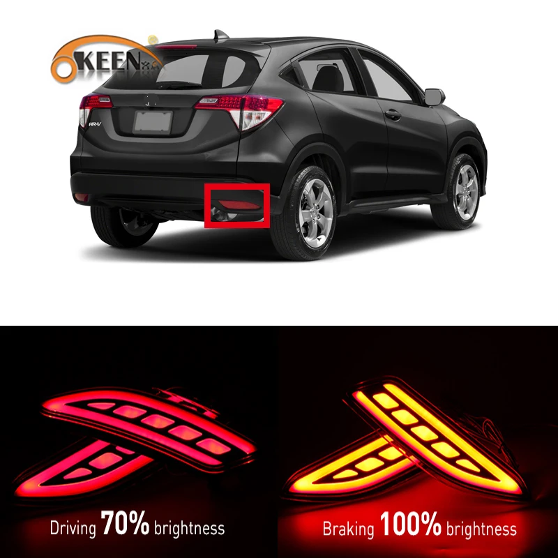 OKEEN 2 шт. красный светодиодный задний бампер светильник для Honda Vezel вариабельности