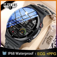 lige men ppgecg smart watch full touch sport heart rate blood pressure temperature monitoring smart watches men for android ios
