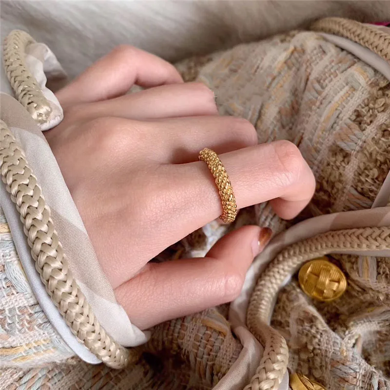 

Silvology 925 Sterling Silver Granule Rings 18K Gold Convex Bead Row Minimalist Open Rings for Women Silver 925 Elegant Jewelry