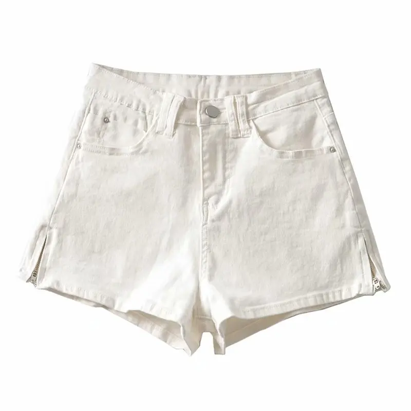 

2020 New Arrival Summer Style Female Fashion Sexy Summer Solid Side Zipper High Waists Night Club Sexy Denim Wide Leg Shorts