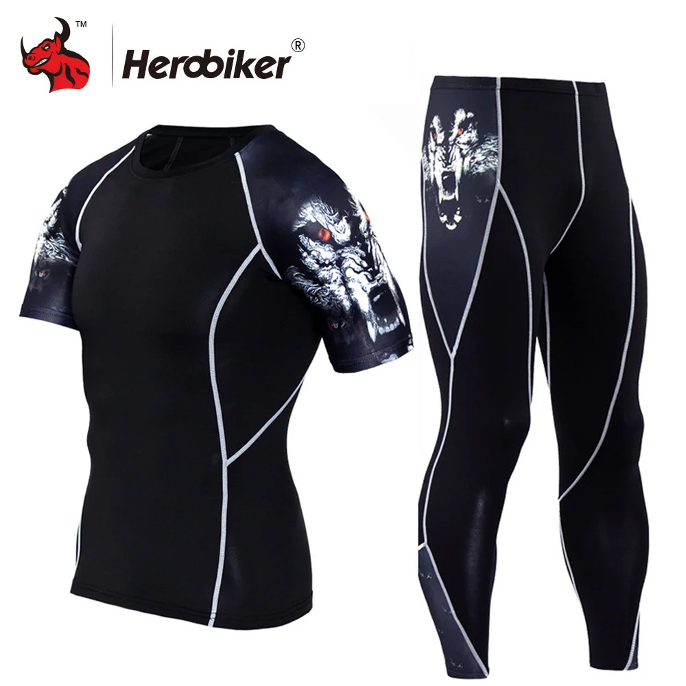 Мужская мотоциклетная куртка HEROBIKER Спортивная компрессионная футболка