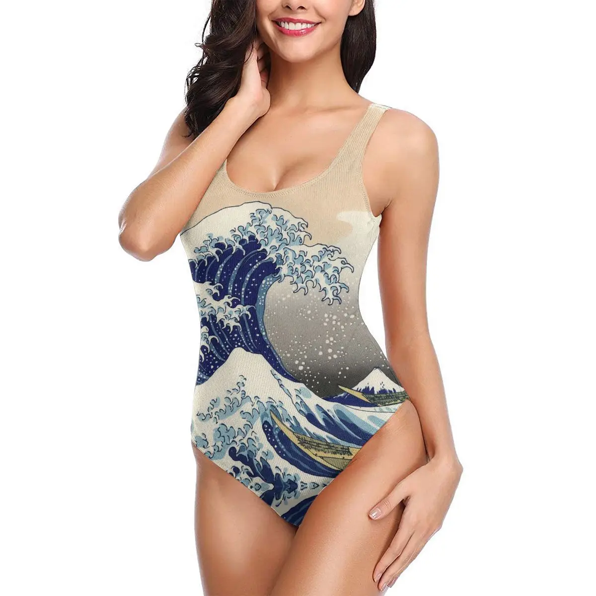 

Акция, женский сексуальный купальник-бикини, Большой Волнистый купальник Kanagawa, гордый купальник, Забавный женский топ с графическим принто...