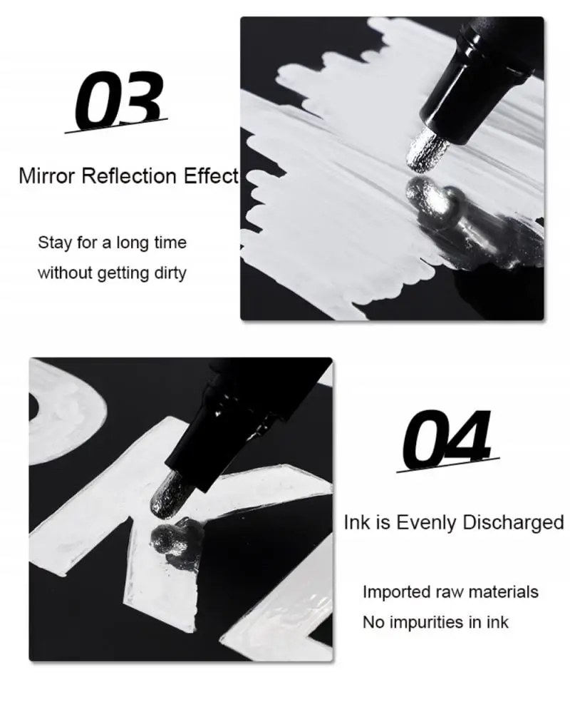 

Silver Art Liquid Mirror Chrome Marker Permanent Metallic Marker Pens 0.7/1.0/3.0mm Sketch Graffiti Art Markers Hook Liner Pen