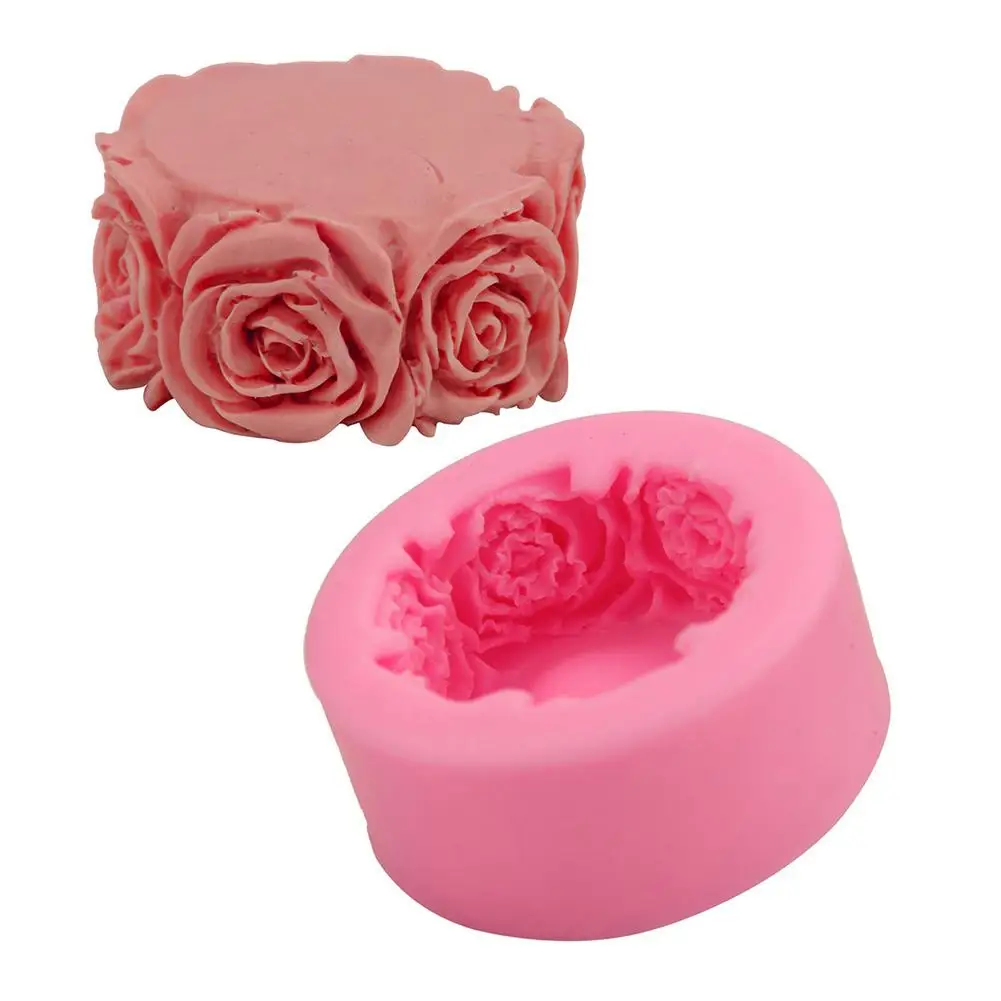 Круглая силиконовая форма в виде цветка розы мыло свечи силиконовые формы