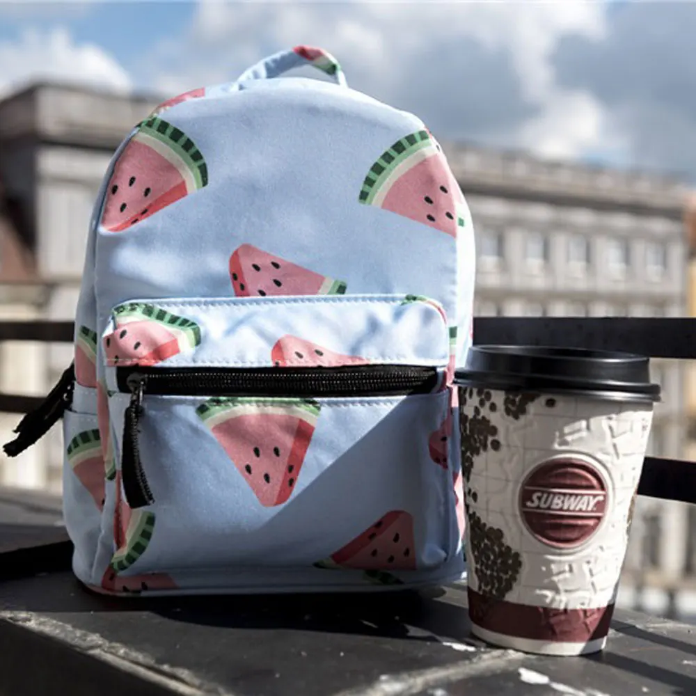 Summer Watermelon Print Women Backpack Mini Cute Cartoon School Bag For Girl And Boy 1-5 Grade Small Backpack Travel Bag