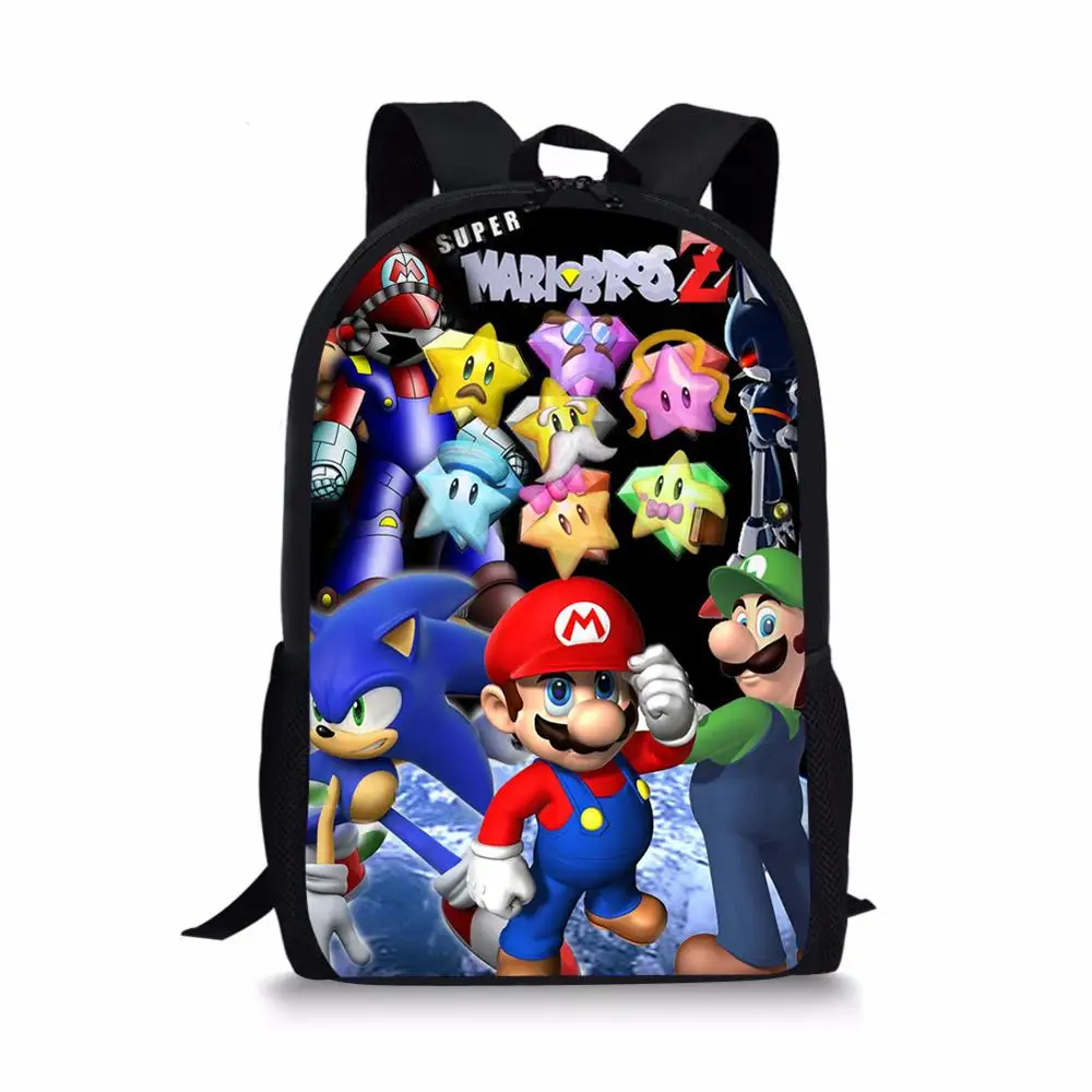 HaoYun Fashion Children's School Backpack Super-Mario-Prints Pattern Toddlers School Bags Cartoon Design Teenagers Travel Bags