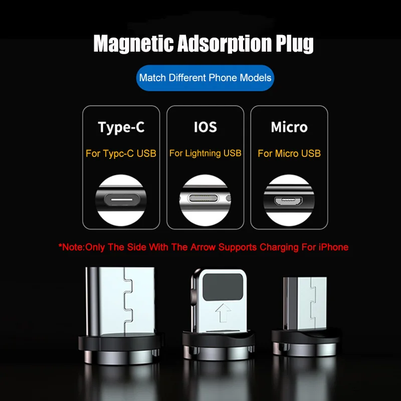 2.4A Магнитный usb кабель Micro USB Type C для быстрой зарядки магнит зарядное устройство