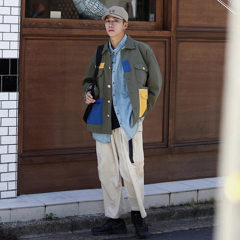 

2019 Autumn Men's Wash Work Clothes Outerwear Streetwear Bomber Jacket Loose Cardigan Male High-quality Coats Big Size M-5XL