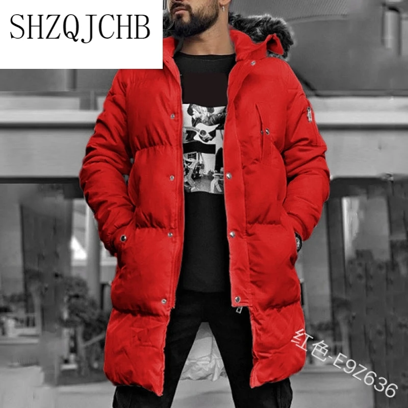 

JCHB Men's Faux Fur Hooded Parka Coat Slim Fit Zipper Padded Jacket Winter Warm Thickening Windbreaker Overcoat Coat Plus Size