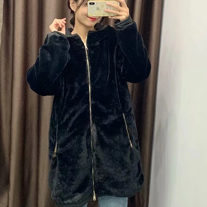 Зимняя кашемировая Толстая Двусторонняя одежда 2020 длинное пальто женская