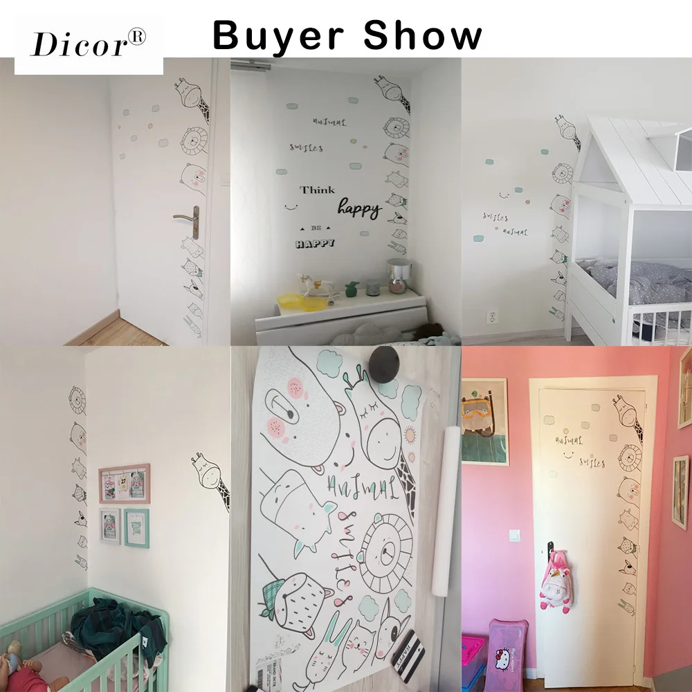 Дикор Детская комната украшения мультфильм наклейки на стену животные дверь
