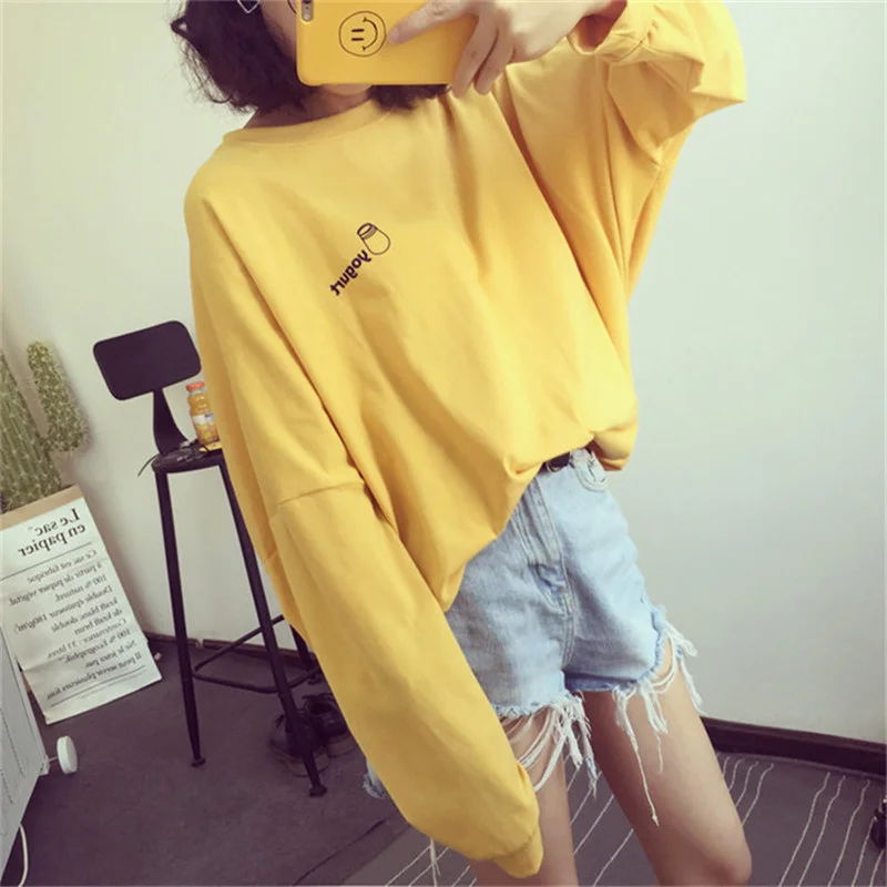 С рукавами летучая мышь Футболки с О образным вырезом больших размеров корейский