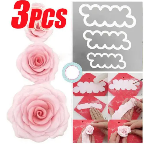 

3 шт. 3D лепесток розы цветок резак помадка торт пресс-форма для украшения своими руками инструмент простой