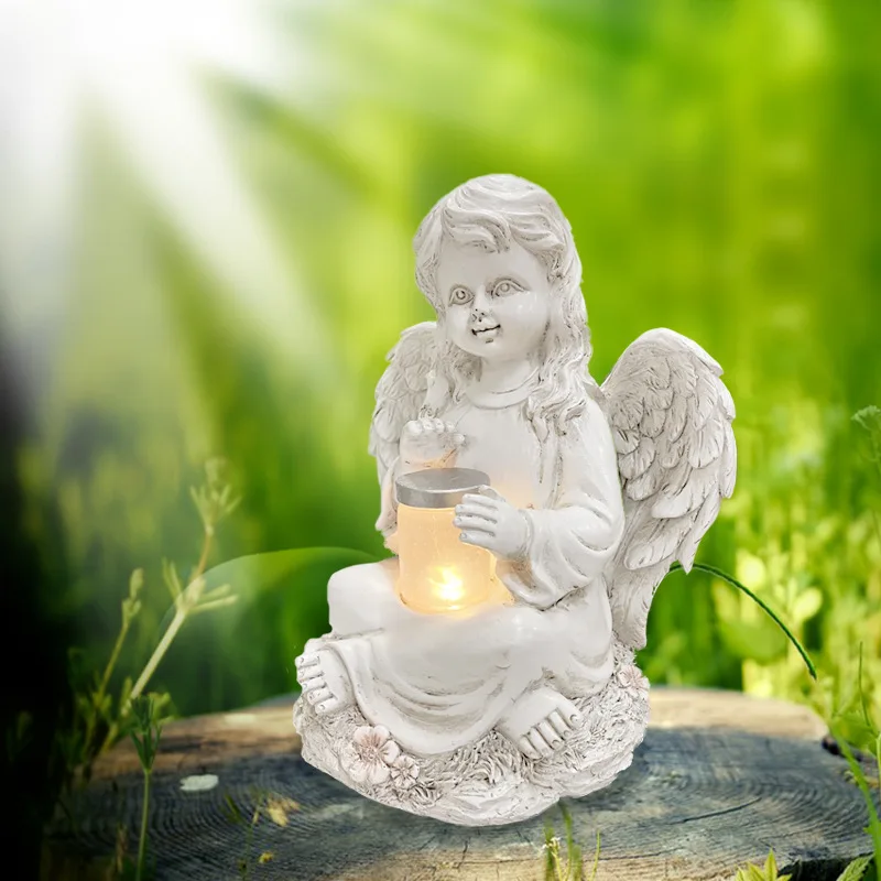 

Solar Angel Statue Modern Simple Resin Handicraft Cute Girl Figurines For Home Living Room Bedroom Decoration все для сада