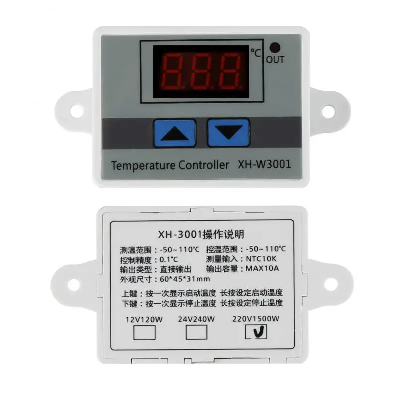 

XH-W3001 Digital Control Temperature Microcomputer Thermostat Switch Thermometer Thermoregulator 10A DC 220V Dropshipping