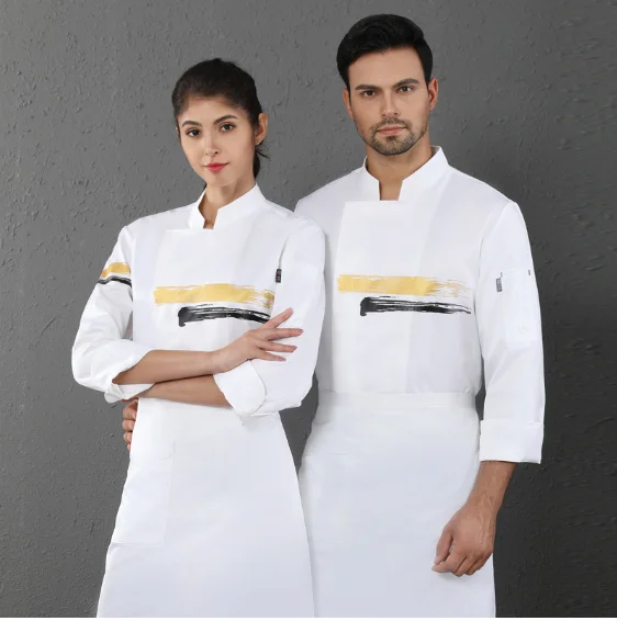 

Hotel Restaurant Kitchen Bakes Cake Overalls Unisex Chef Uniform Food Service Cooking Uniform Catering Clothes Long Sleeve Tops