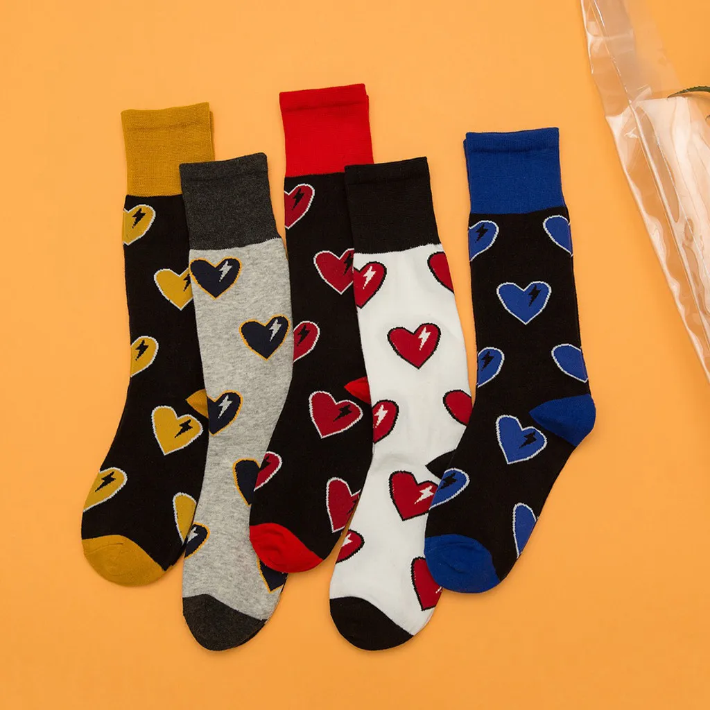 Модные хлопковые уличные носки без пятки с принтом в виде сердечек для женщин и