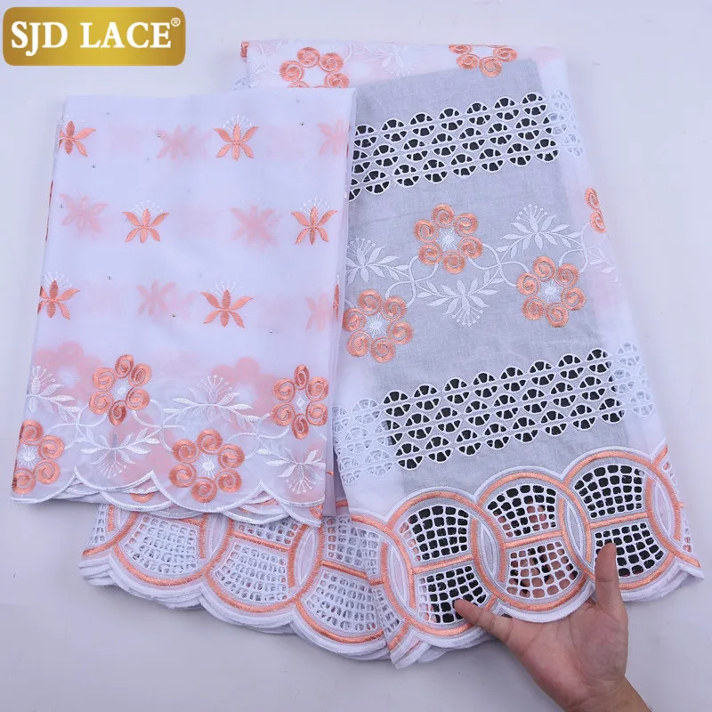 

SJD LACE 5+2Yards Swiss Voile Lace In Switzerland High Quality African Lace Fabric Embroiderey Cotton For Wedding Party Sew2036B