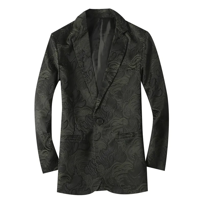 Новая мода Slim Fit бизнес стиль мужская куртка с вышивкой вечерние костюм пальто на