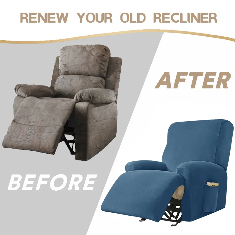 Velvet Plush Recliner Cover Split Design Stretch Lazy Boy Chair Lounger Single Seater Couch Sofa Slipcover Armchair Covers | Дом и сад