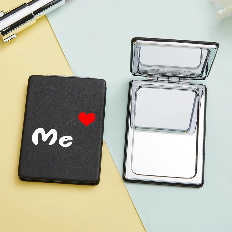 Милые женские Мини зеркала для макияжа парные портативные двухсторонние