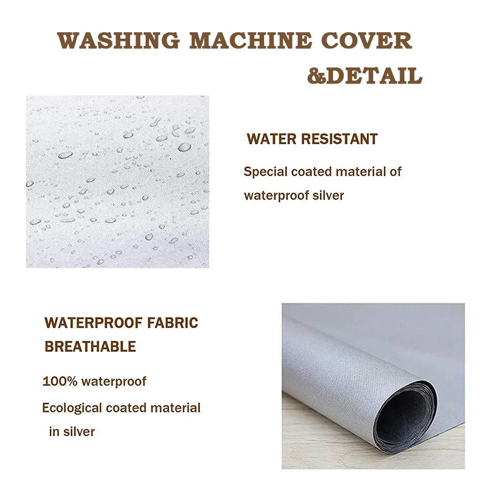 

Washing Machine Cover Polyester Fibre Waterproof Front Load Laundry Dryer Cover Sunscreen Laundry Silver Coating Dustproof Cover