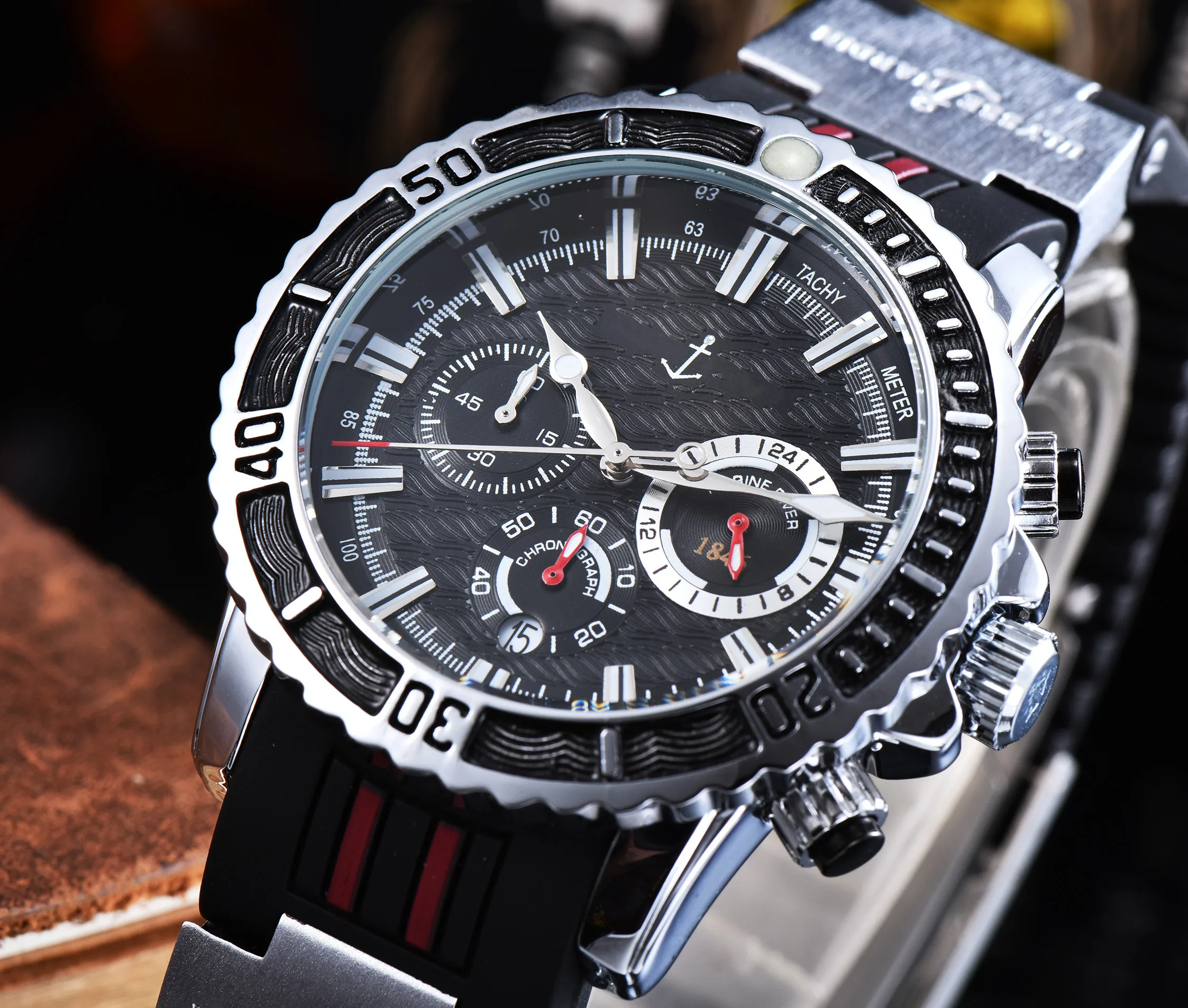 

Часы наручные мужские кварцевые, брендовые Роскошные модные повседневные спортивные многофункциональные с силиконовым ремешком, с морски...