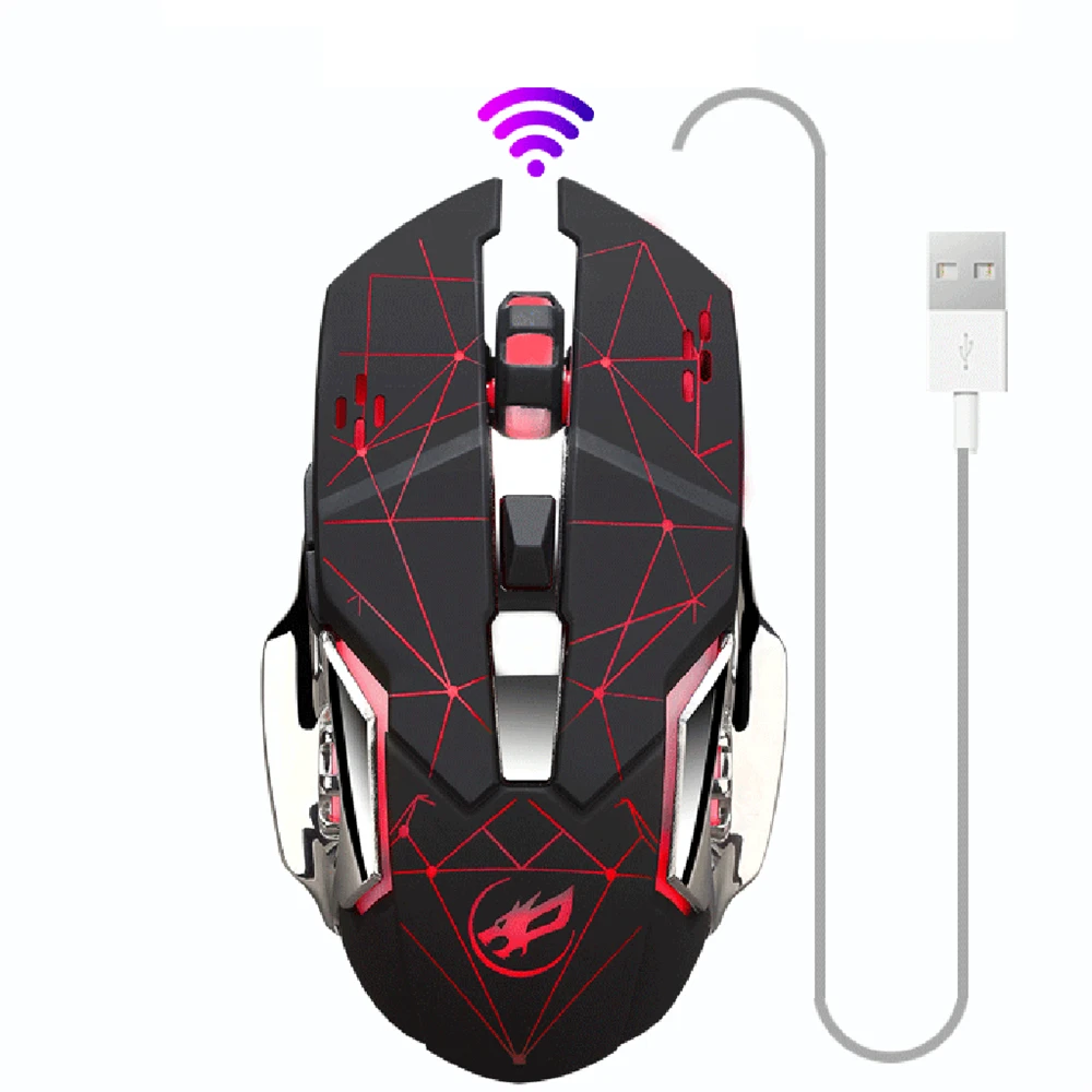 Warwolf Q8 Charging 2.4GHz Wireless Gaming Mouse 6 Buttons Backlight Adjustable 3200DPI Mechanical With USB Receiver | Компьютеры и