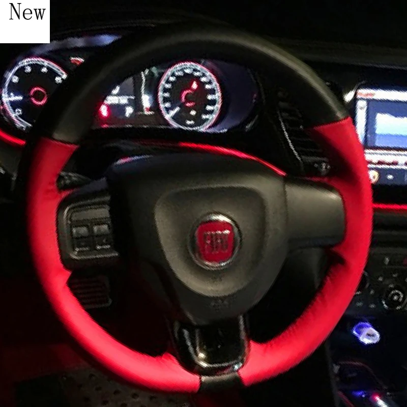 

Suitable for Fiat Grande Punto / Evo /Van Customized Hand-stitched Suede and Leather Car Steering Wheel Cover Car Accessories
