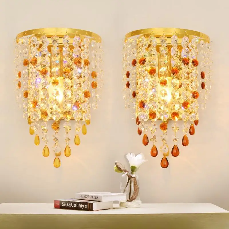 Crystal Led Wall Lamp Bedside With Switch Bedroom Lights Living Room Stairway Indoor Lighting Bathroom Light | Освещение