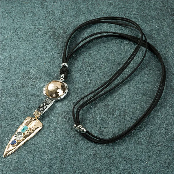 Золотая богемная Большая подвеска длинные массивные ожерелья подвески