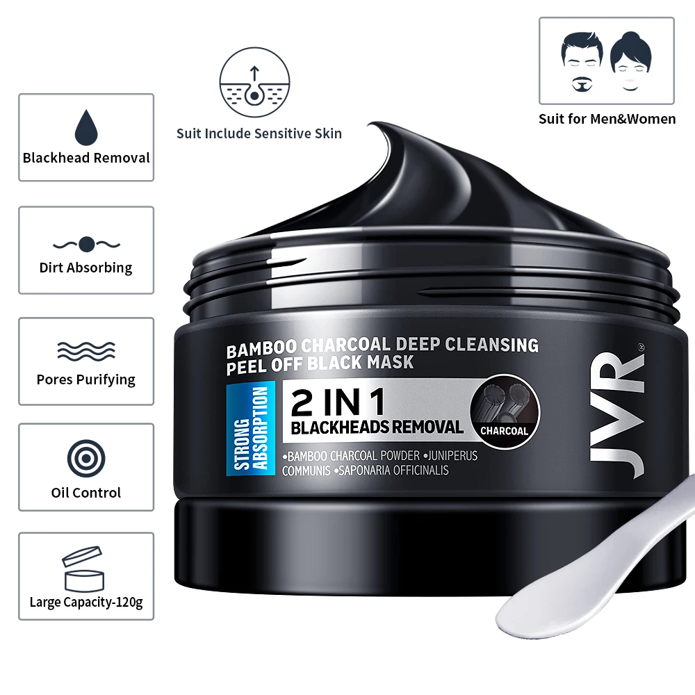 JVR Черная маска для ухода за лицом Уход кожей Бамбуковые угольные маски лица