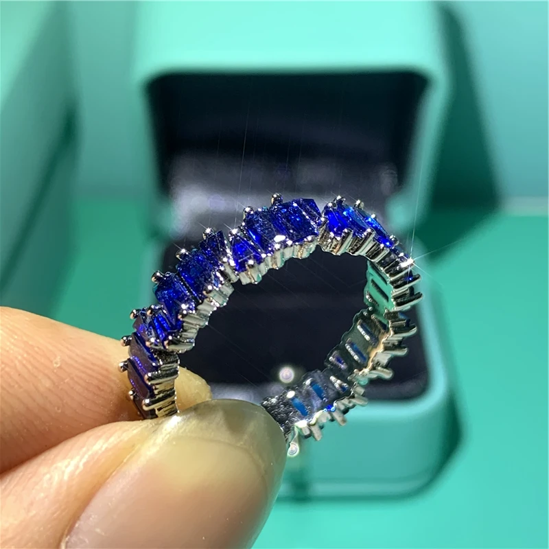 Кольцо Eternity promise Радужное AAAAA cz 925 пробы серебро роскошные вечерние Обручальные кольца для мужчин и женщин bijoux подарок - Цвет основного камня: style 7