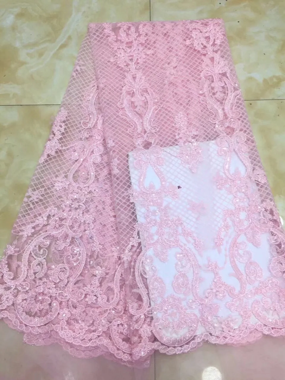 

New large mesh sequin embroidered fabric three-dimensional flower