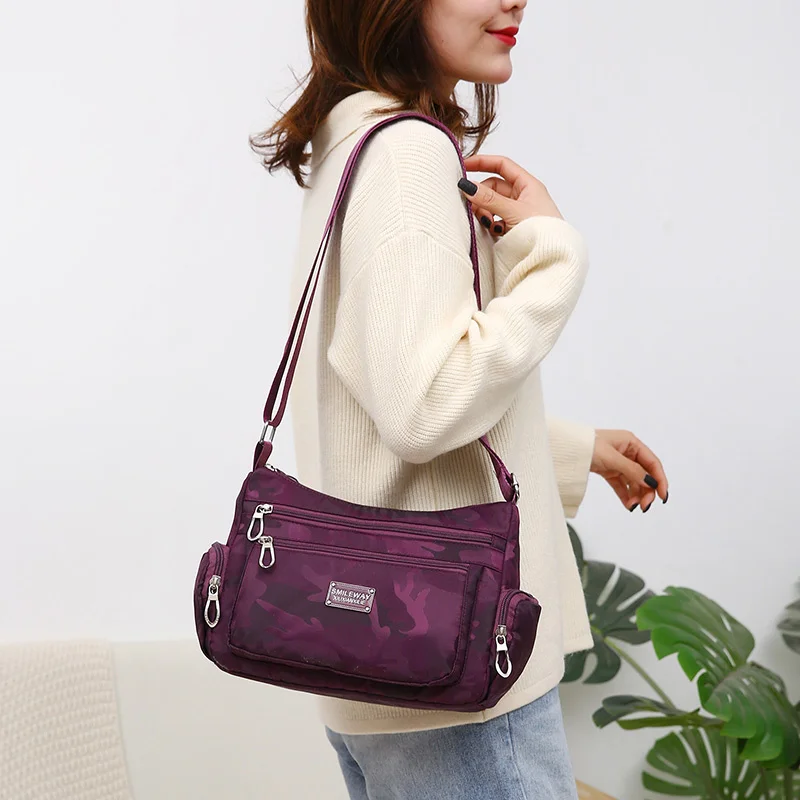 

Женская сумка через плечо, водонепроницаемая нейлоновая сумка через плечо, камуфляжная сумка-мессенджер в стиле ретро, сумка для отдыха и п...
