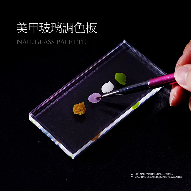 

Nail Art Palette Glass Display Nail Art Practice Tools Eyelash Glue Nail Painting Smudge Transparent Palette