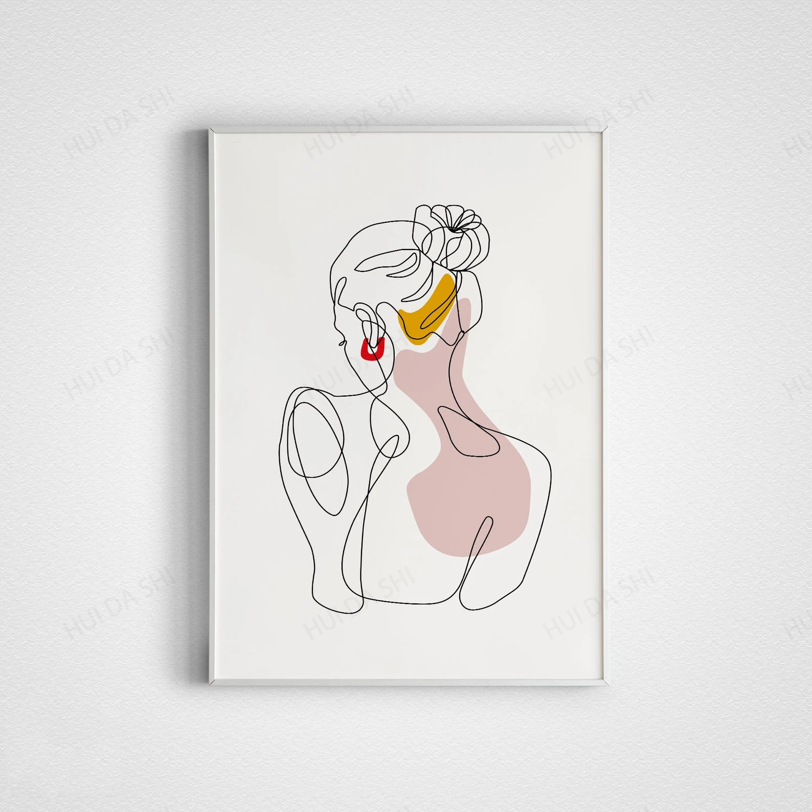 

Continuous Line Art Female Nude Body Premium Posters, Line Drawing, Woman Silhouette, Mid Century Modern Scandinavian Art, Boho