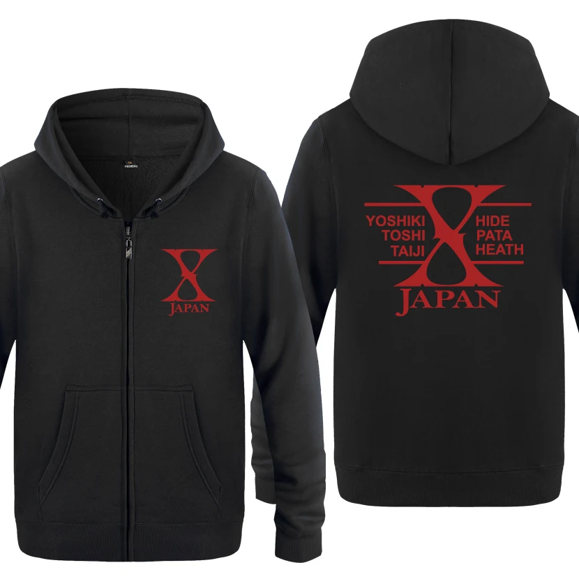 

X-JAPAN рок музыки толстовки с капюшоном, верхняя одежда для мужчин Модная Мужская рубашка с длинным рукавом на молнии куртки с капюшоном флисо...