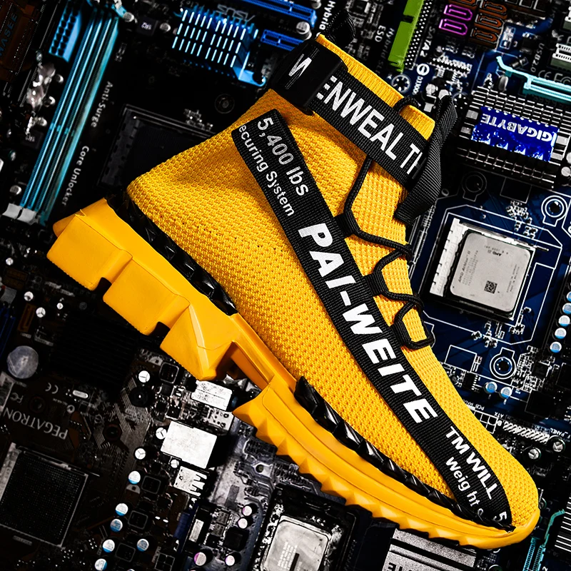 Мужские высокие кроссовки ADBOOV дышащие модные носки повседневная обувь большие