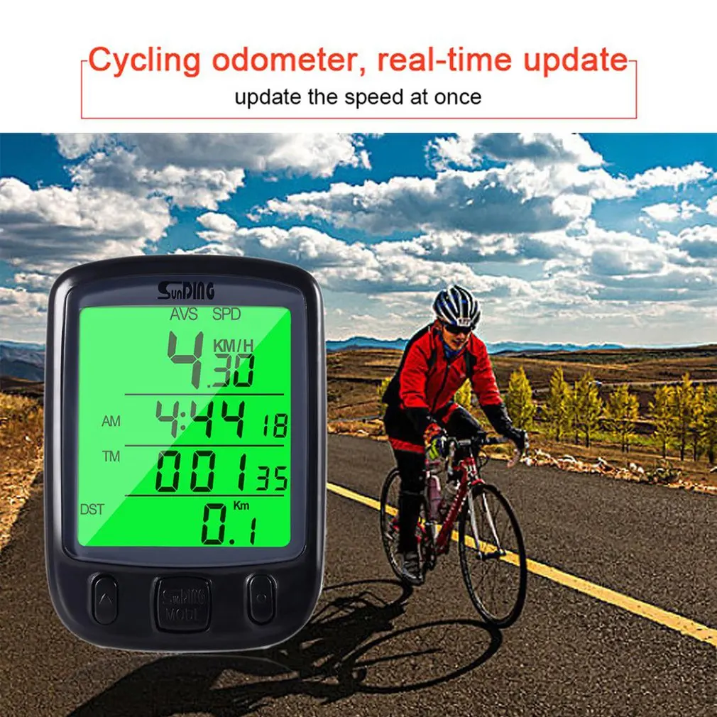 

Cycle Bicycle Bike LCD Computer Odometer Speedometer With Backlight Monitor Bikes' Speed Distance And Riding Time