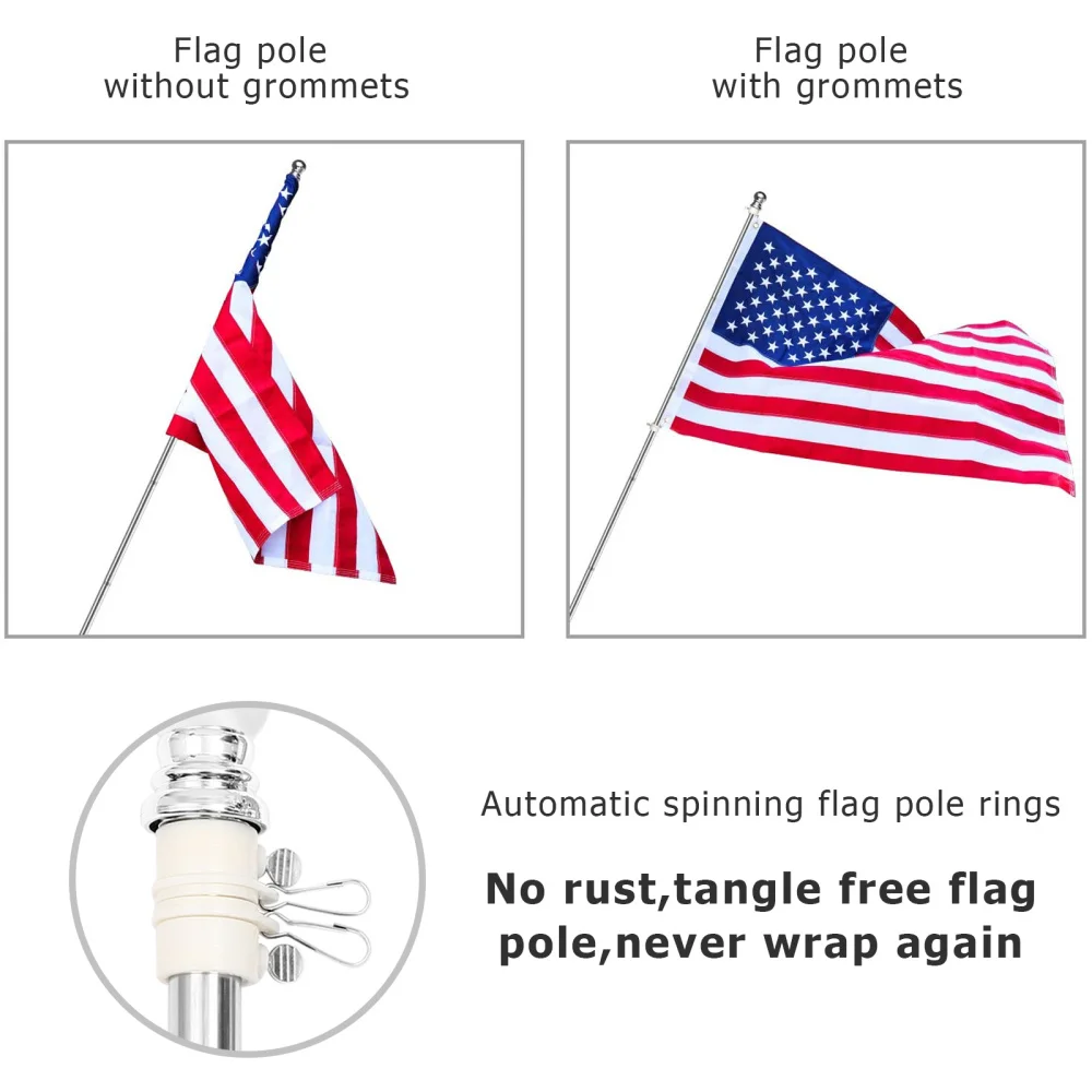 

Wall Mount Spinning Flagpole Kit Professional Flag Pole for House Garden Yard