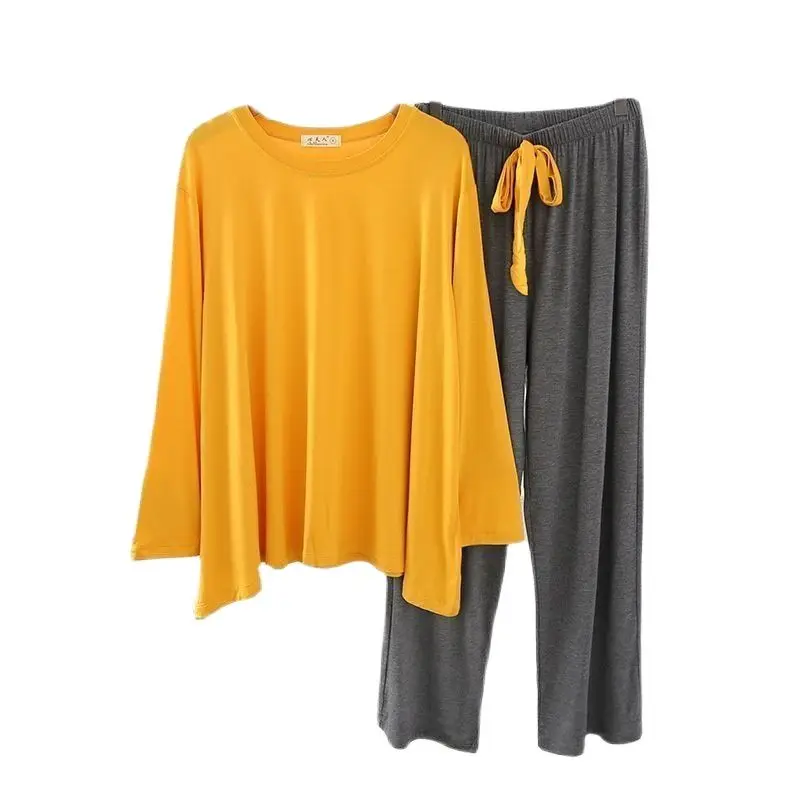 

Autumn new modal cotton ladies long-sleeved trousers pajamas suit multi-color casual loose large size home service suit women