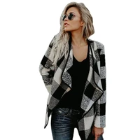 new womens autumn winter woolen coats 2020 fashion full sleeve plaid short female trench plus size casual coat for women tops