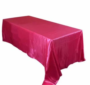 145x320cm White/Black Tablecloths Table Cover Rectangular Satin Tablecloth for Wedding Birthday Party Hotel Banquet Decoration - Color: dark pink