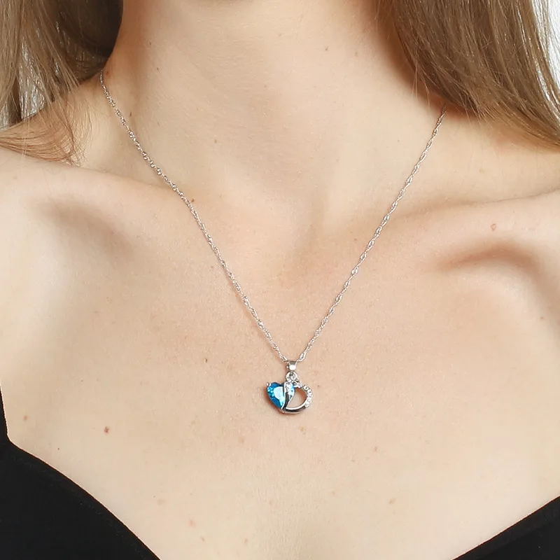

Heart shaped zircon crystal clavicle chain crystal pendant sweater necklace pendant necklace female fashion jewelry